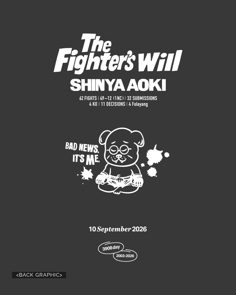 A* SHINYA AOKI "The Fighter's Will" Character H/S T-Shirts | 2026.09 Edition