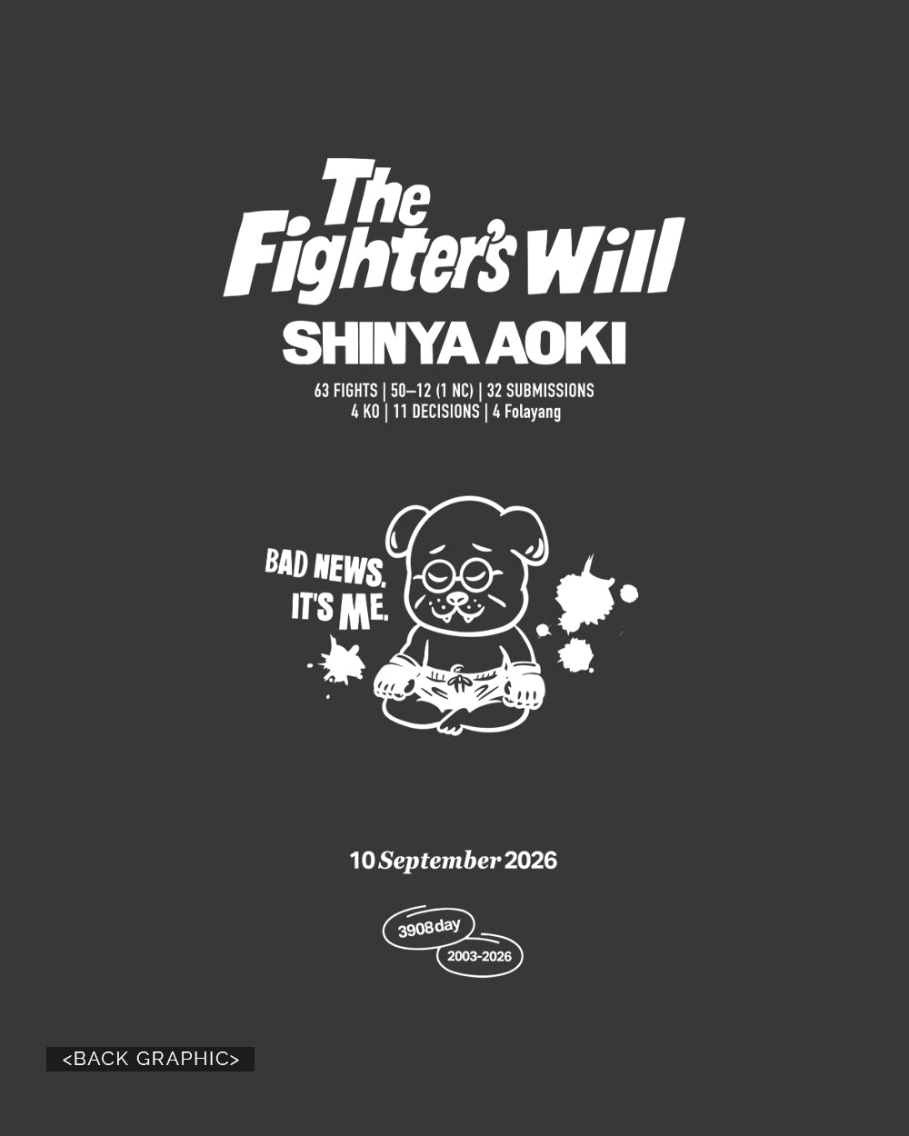 A* SHINYA AOKI "The Fighter's Will" Character H/S T-Shirts | 2026.09 Edition